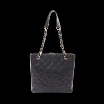 Black Leather Chanel Tote