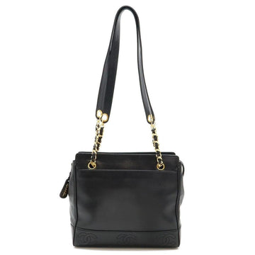 Black Leather Chanel Shoulder Bag