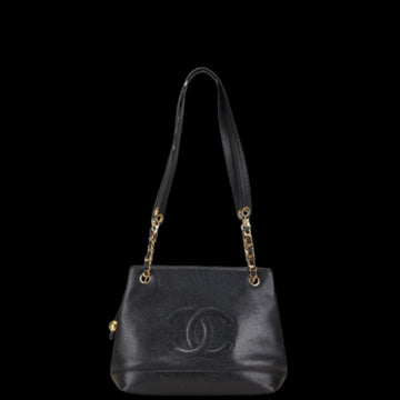 Black Leather Chanel Shoulder Bag