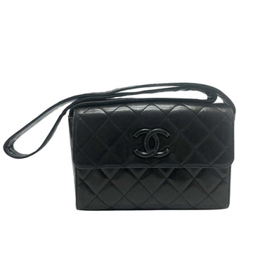 Black Leather Chanel Shoulder Bag