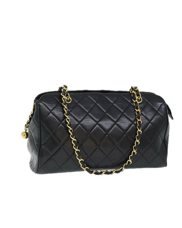 Black Leather Chanel Shoulder Bag