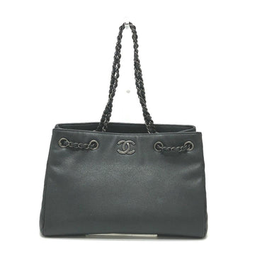 Black Leather Chanel Shoulder Bag
