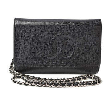 Black Leather Chanel Wallet On Chain