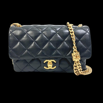 Black Leather Chanel Shoulder Bag