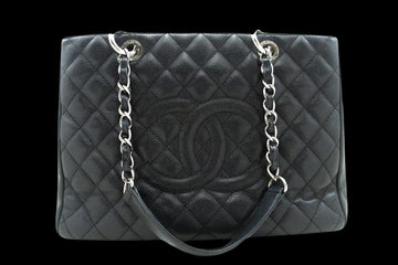 Black Leather Chanel Tote