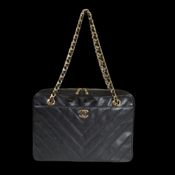 Black Leather Chanel Shoulder Bag
