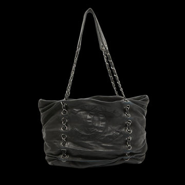 Black Leather Chanel Tote