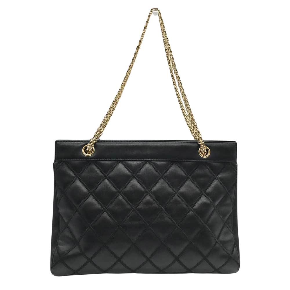 Black Leather Chanel Tote