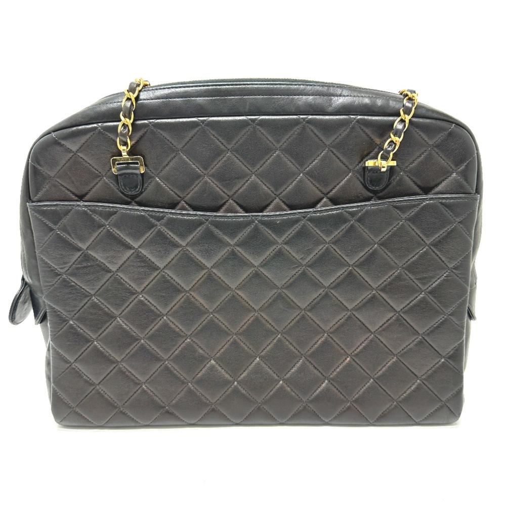 Black Leather Chanel Shoulder Bag