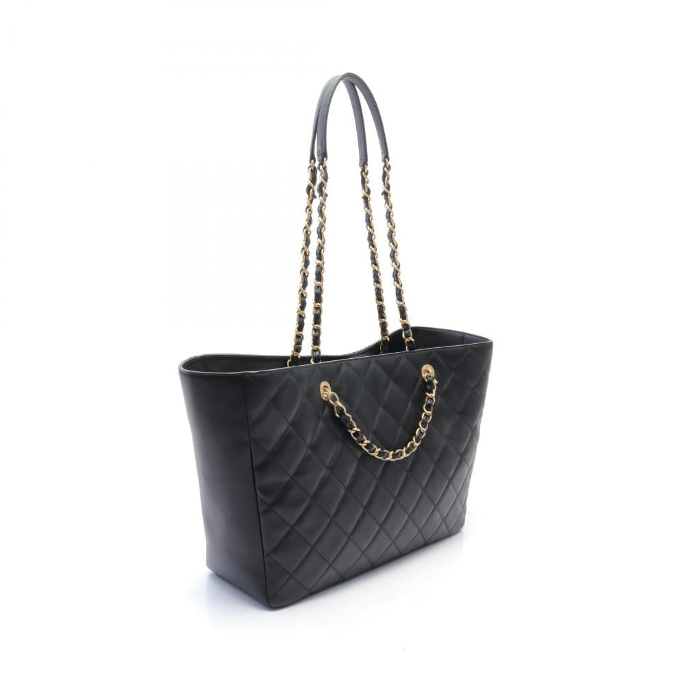 Black Leather Chanel Tote