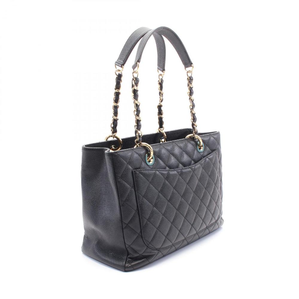 Black Leather Chanel Tote