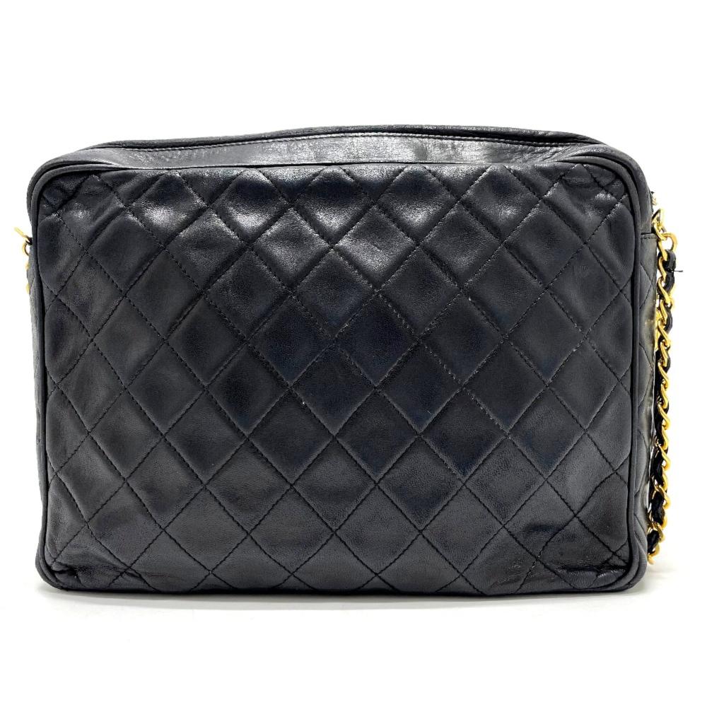 Black Leather Chanel Shoulder Bag