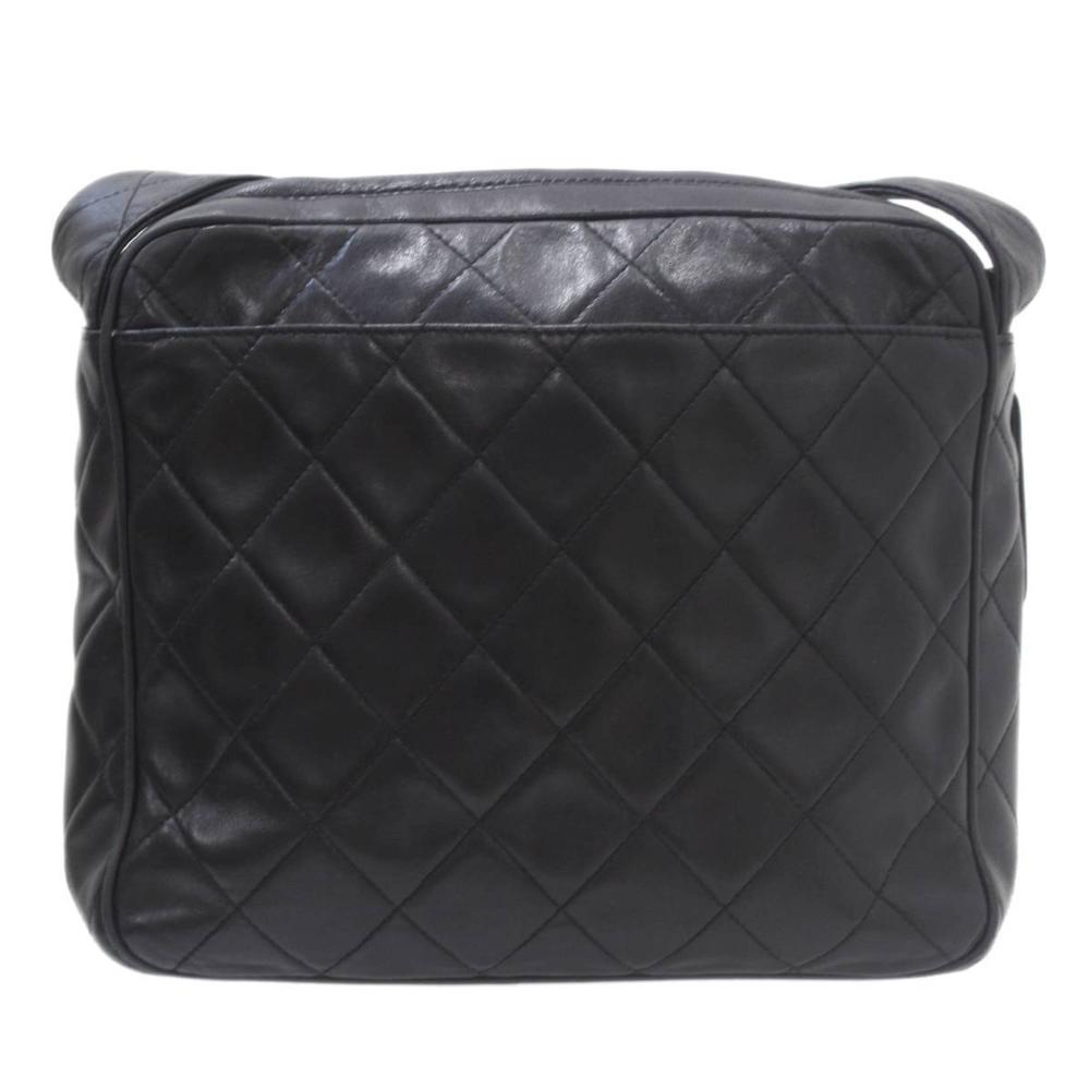 Black Leather Chanel Shoulder Bag