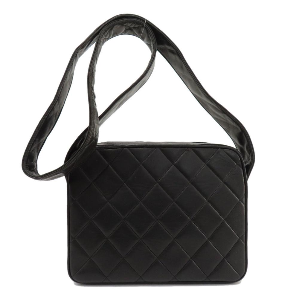Black Leather Chanel Shoulder Bag