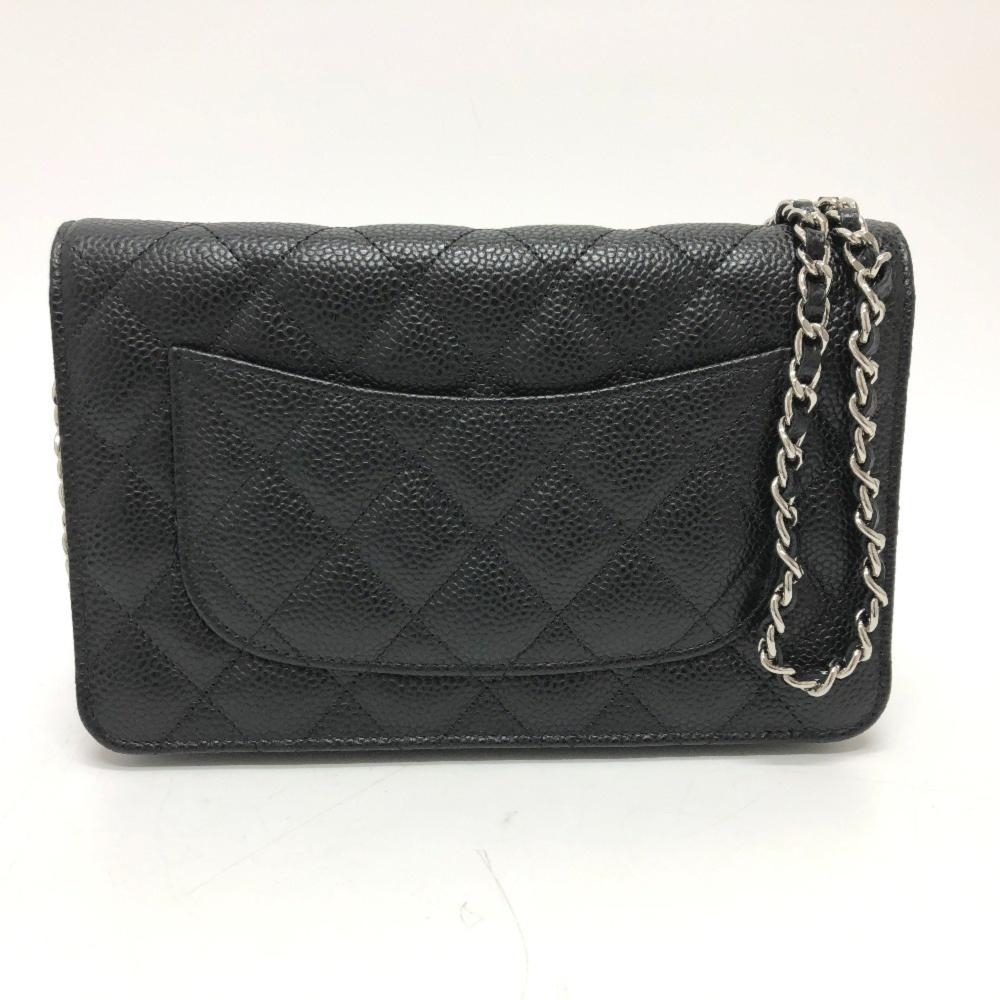 Black Leather Chanel Wallet On Chain