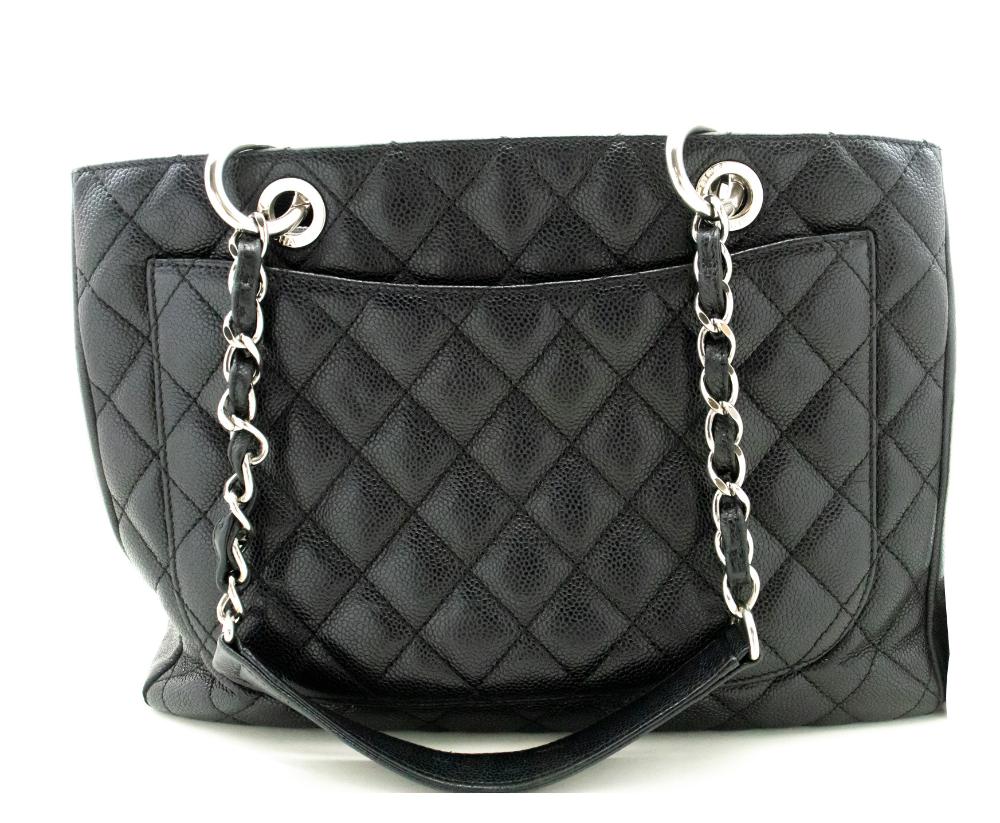 Black Leather Chanel Tote