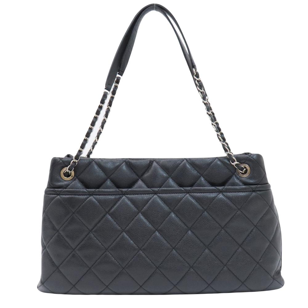 Black Leather Chanel Tote