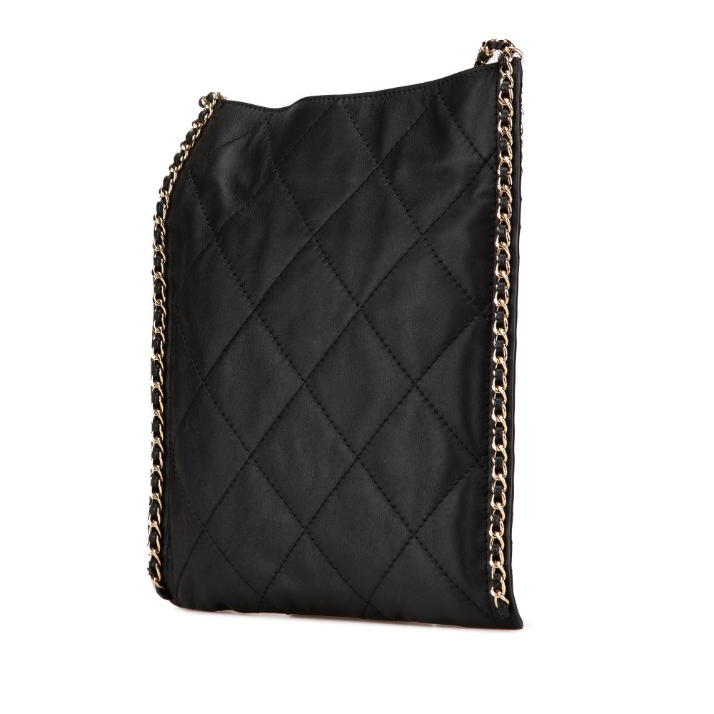 Black Leather Chanel Tote