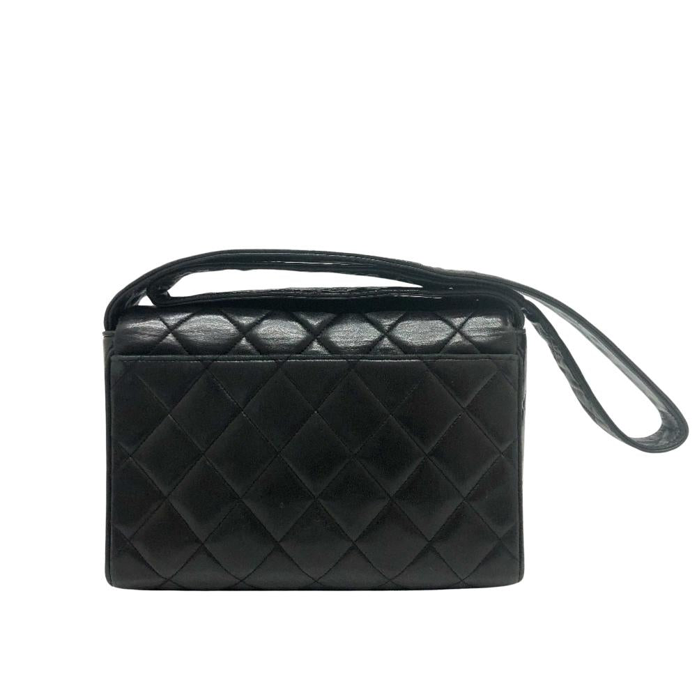 Black Leather Chanel Shoulder Bag