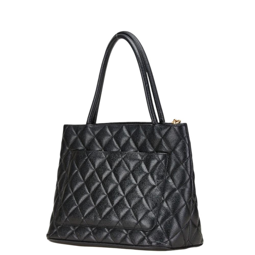 Black Leather Chanel Tote