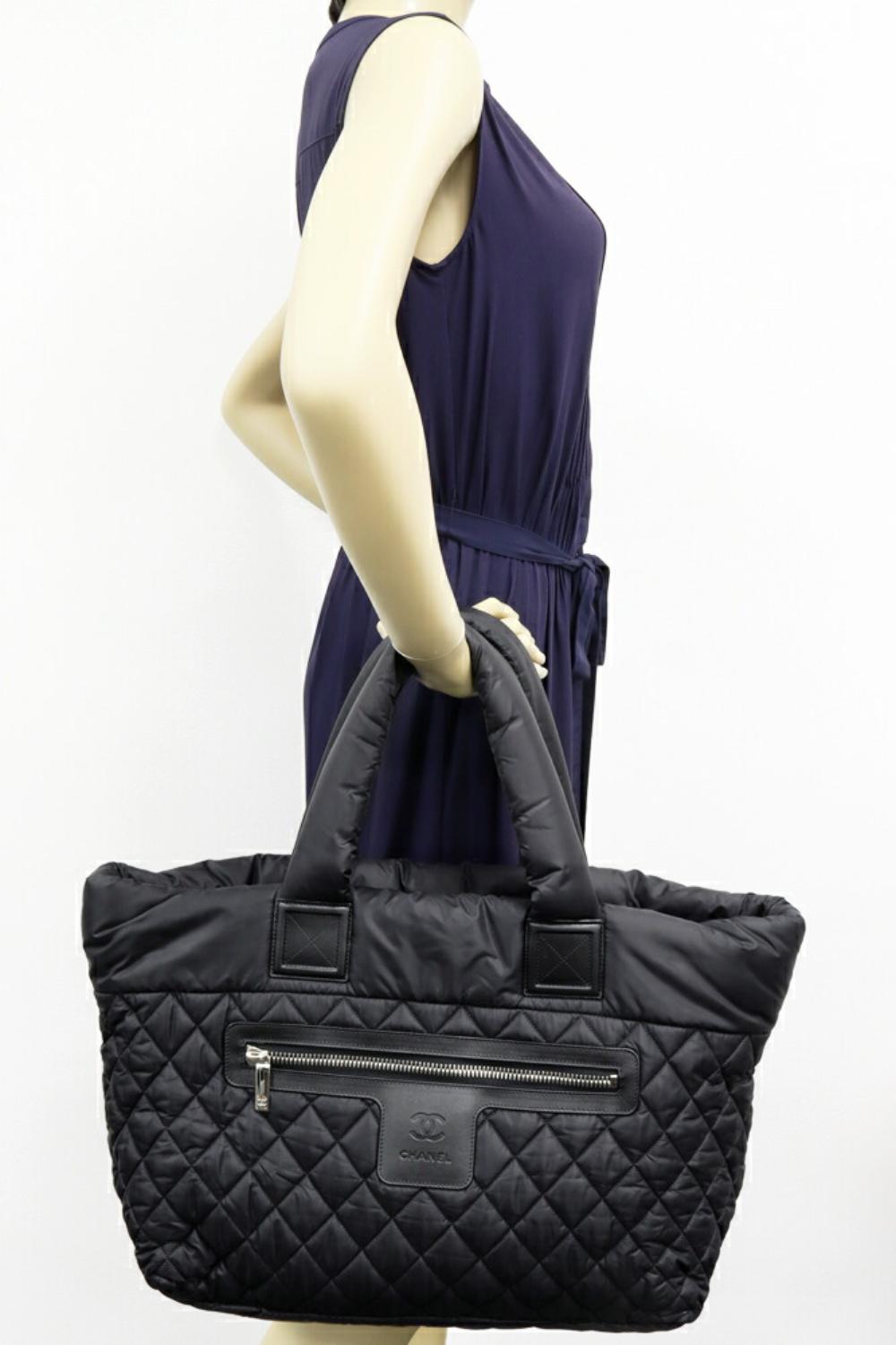 Black Leather Chanel Tote