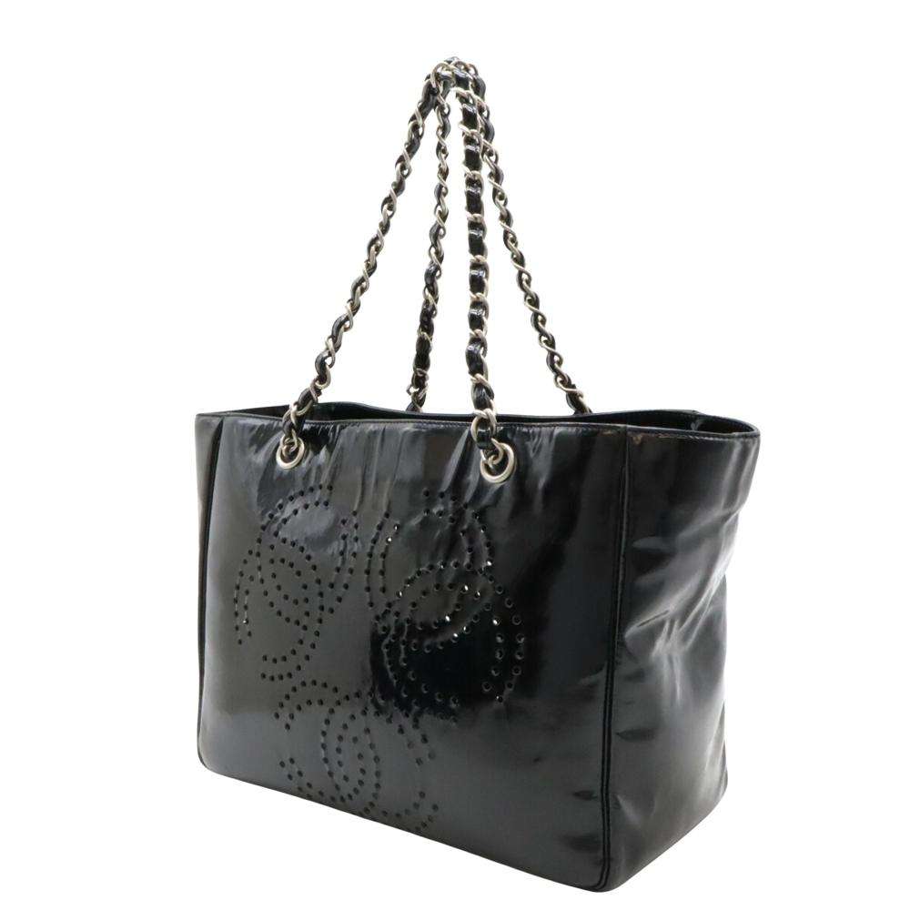 Black Leather Chanel Tote
