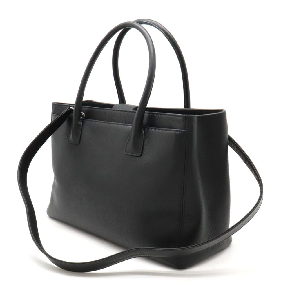Black Leather Chanel Tote