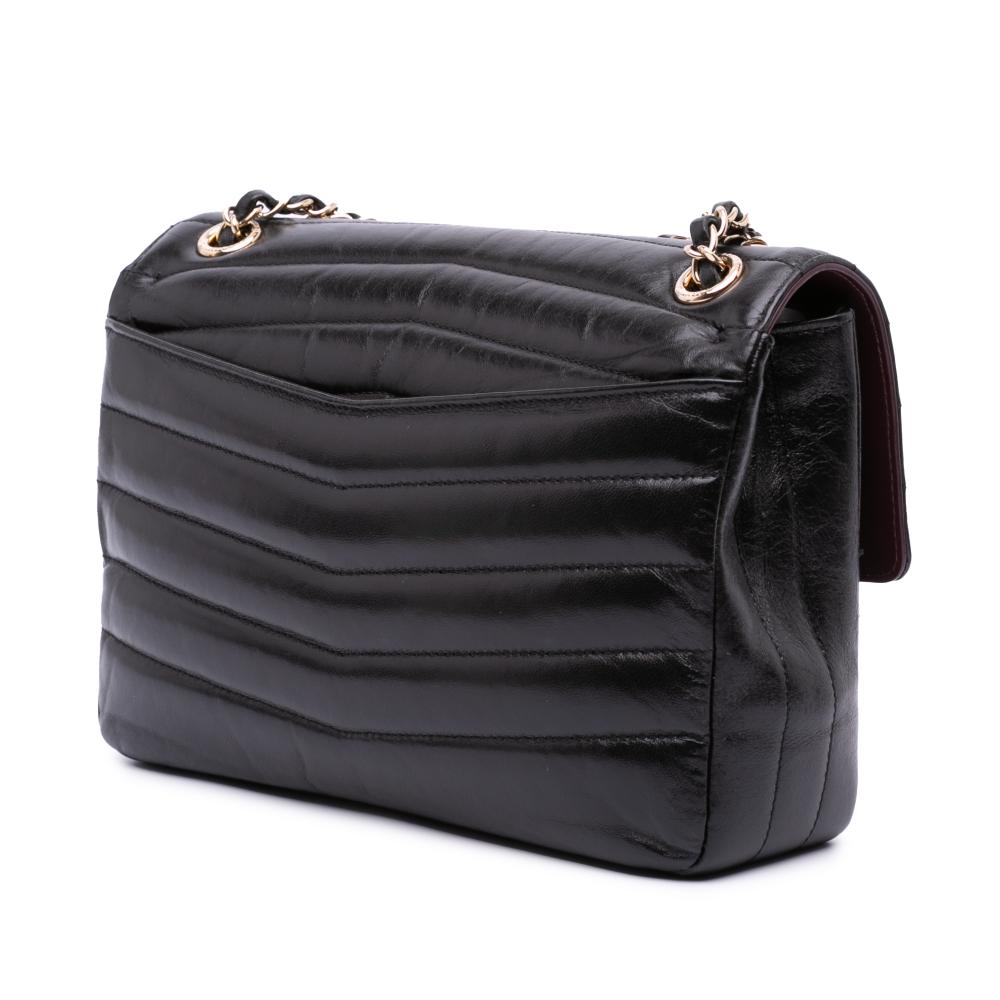 Black Leather Chanel Flap Bag
