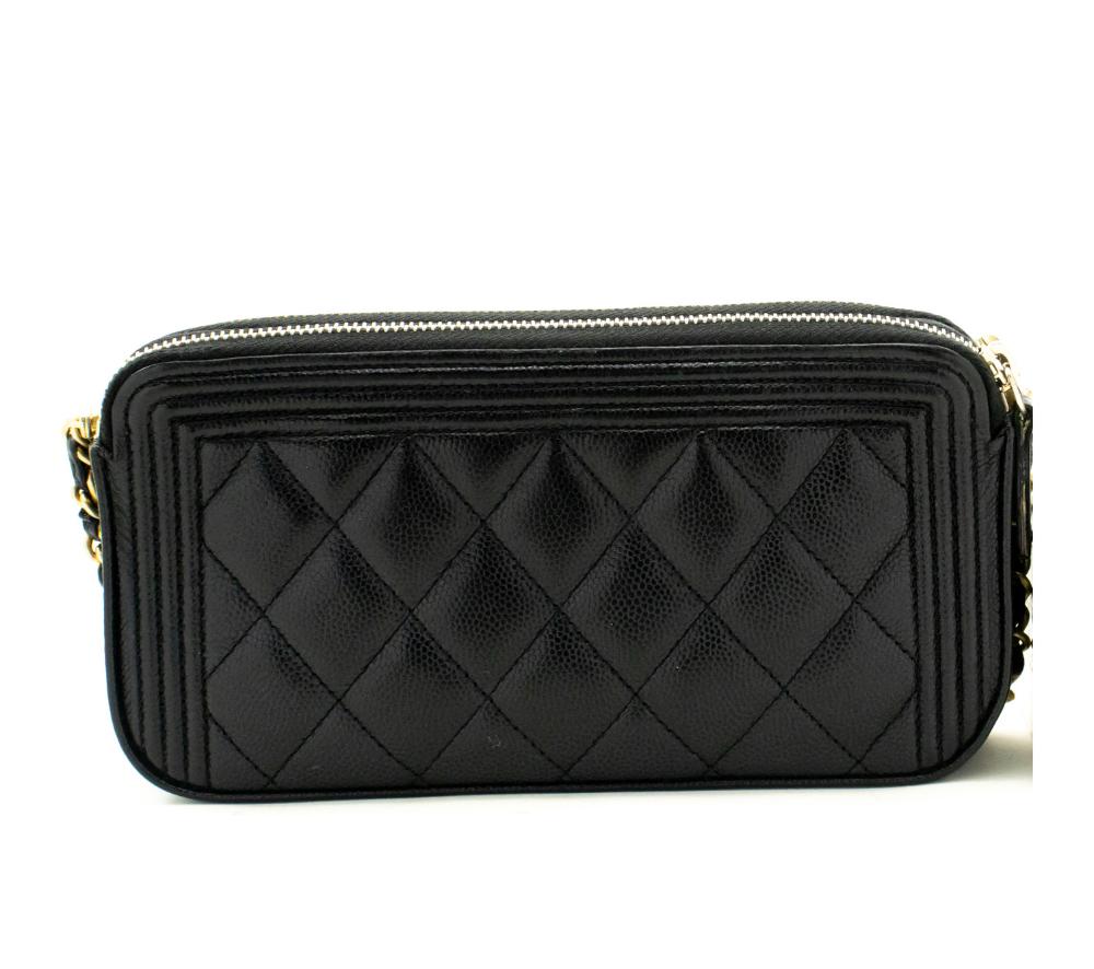 Black Leather Chanel Wallet On Chain