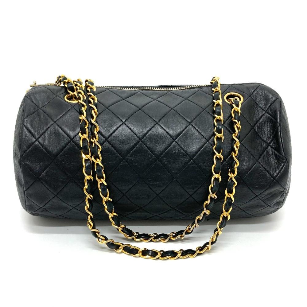 Black Leather Chanel Shoulder Bag
