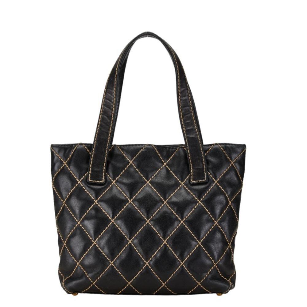 Black Leather Chanel Tote