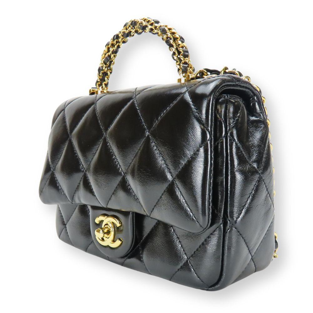Black Leather Chanel Handbag