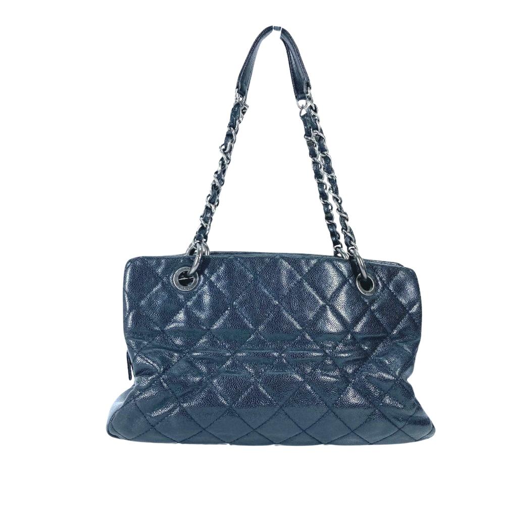 Black Leather Chanel Tote