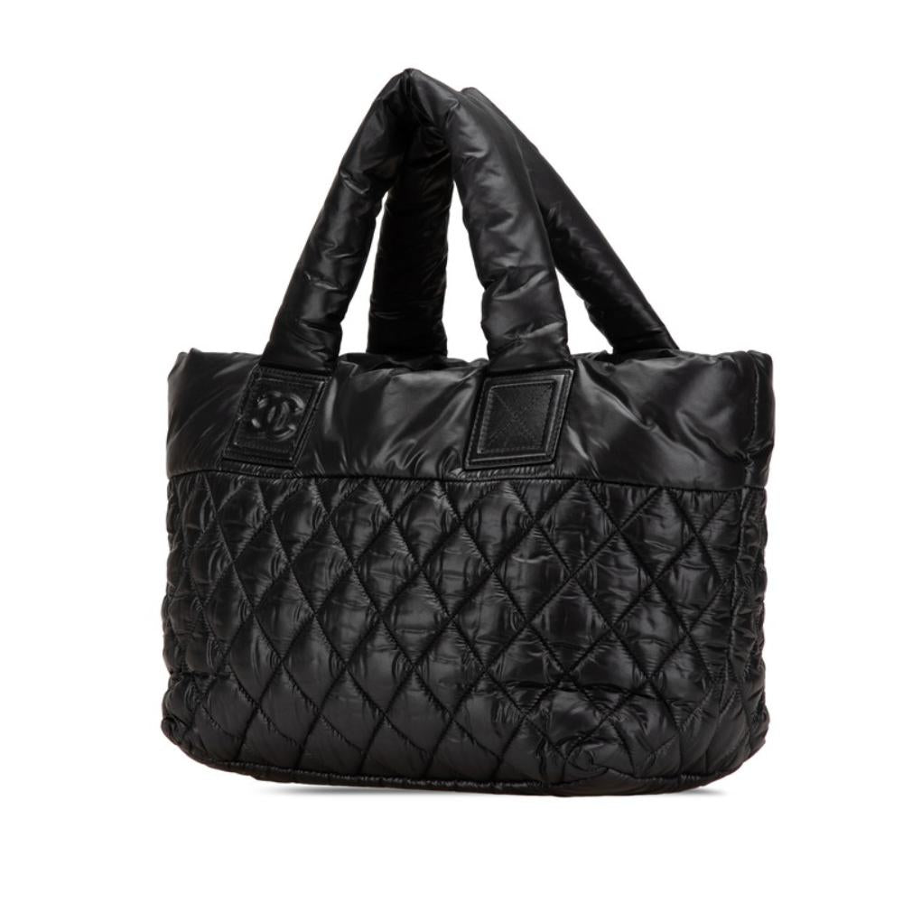 Black Leather Chanel Tote