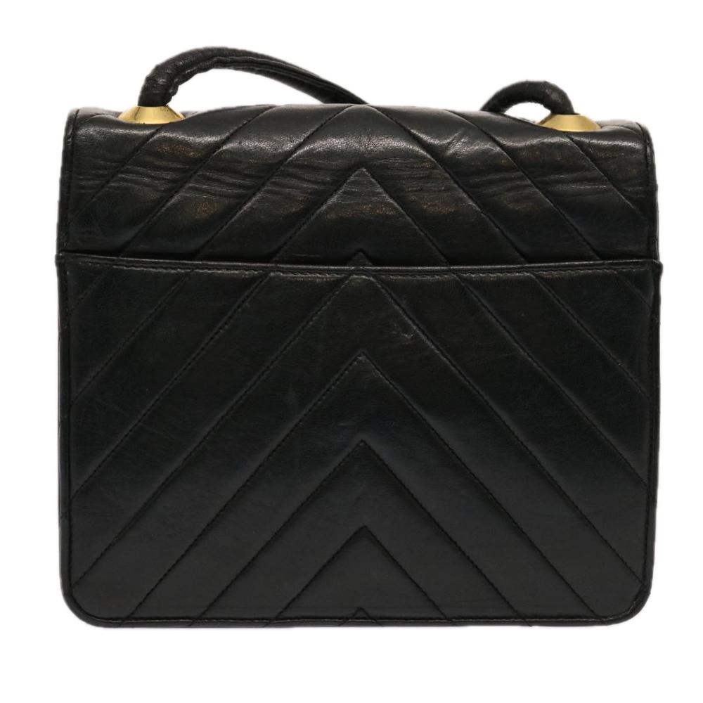 Black Leather Chanel Shoulder Bag