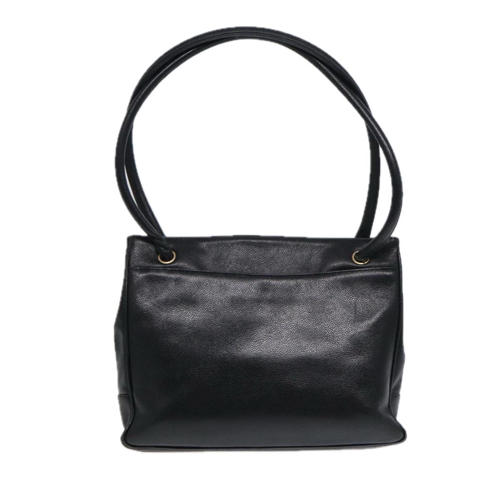 Black Leather Chanel Tote