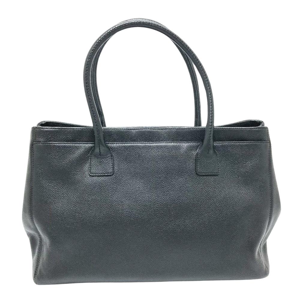 Black Leather Chanel Tote