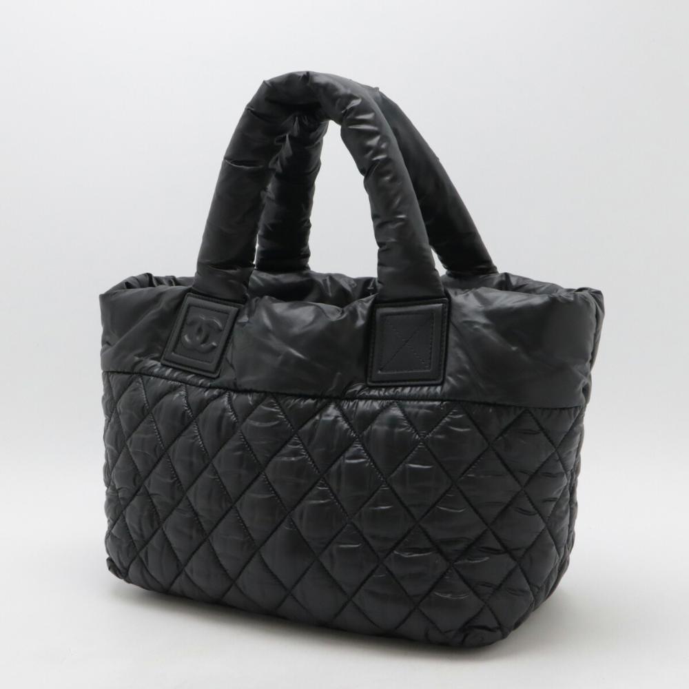 Black Leather Chanel Tote