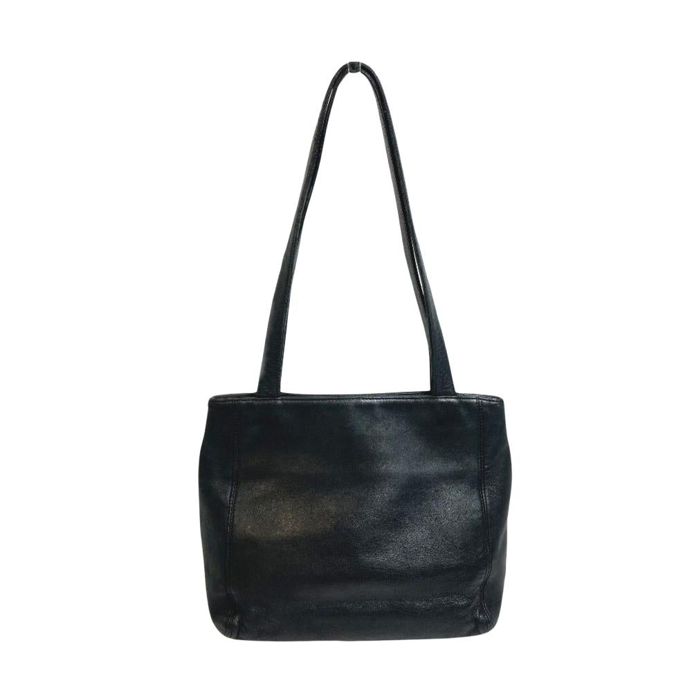 Black Leather Chanel Sports CC Logo
