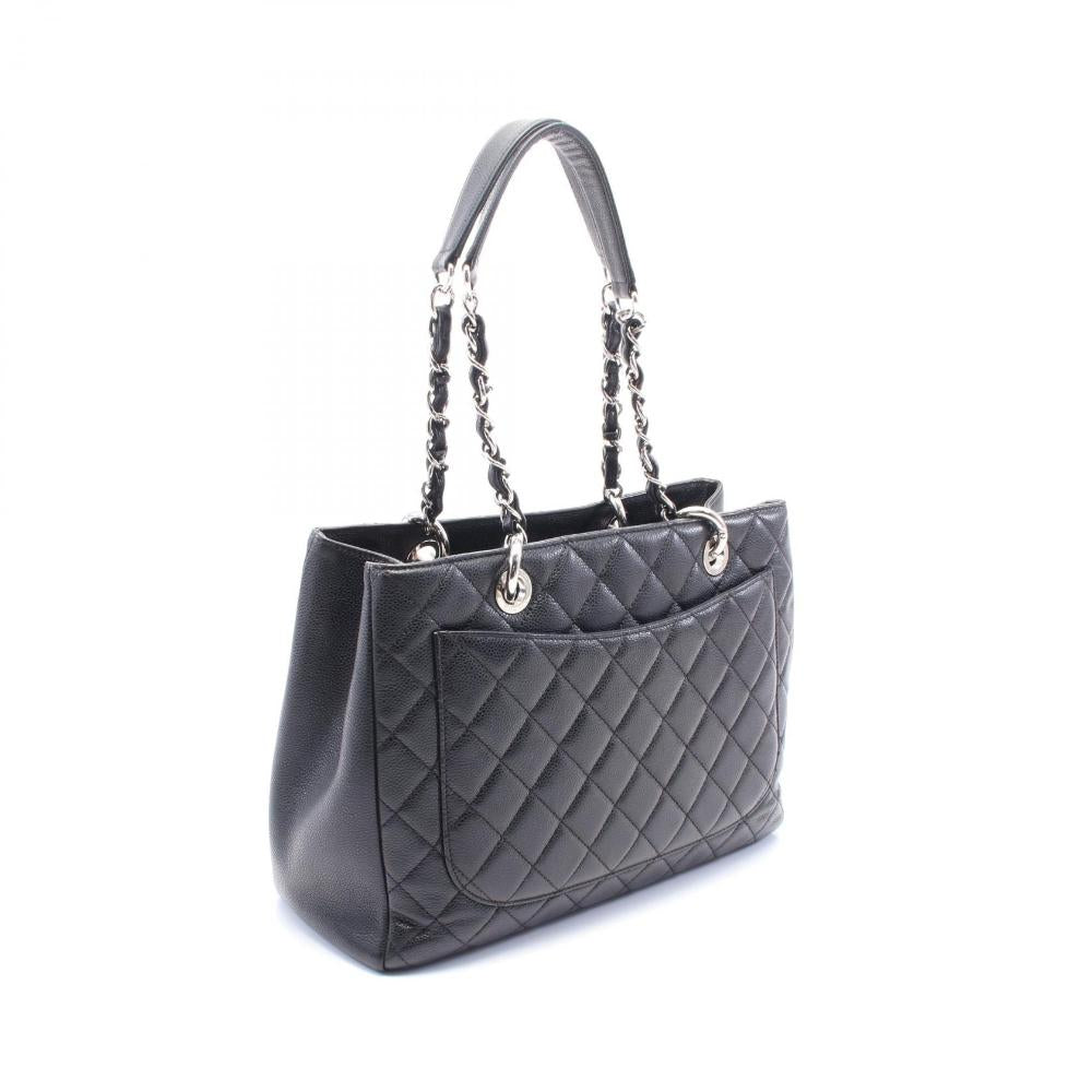 Black Leather Chanel Tote