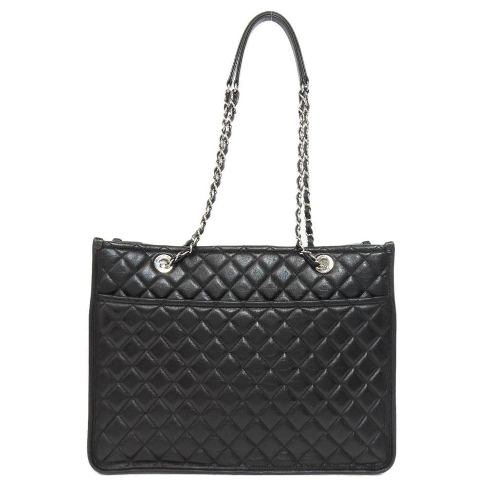 Black Leather Chanel Tote