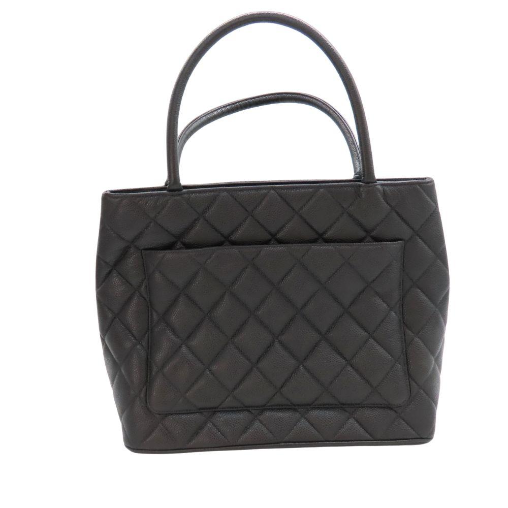Black Leather Chanel Tote