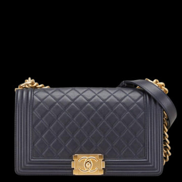 Blue Leather Chanel Boy Bags