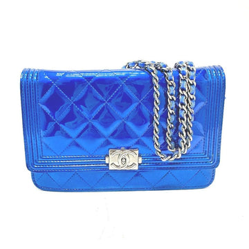 Blue Leather Chanel Crossbody Bag