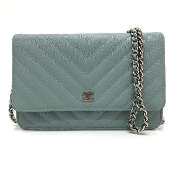 Blue Leather Chanel Wallet On Chain