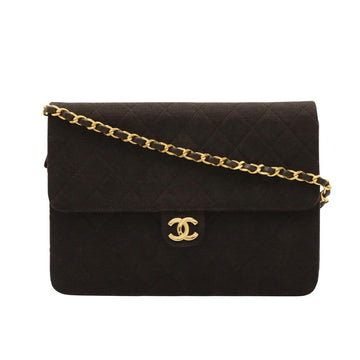 Brown Cotton Chanel Shoulder Bag