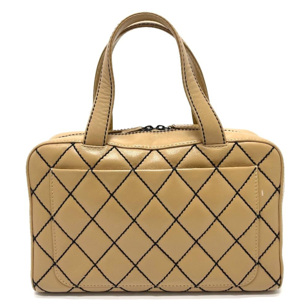 Brown Fabric Chanel Handbag