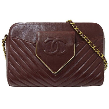 Burgundy Leather Chanel Shoulder Bag