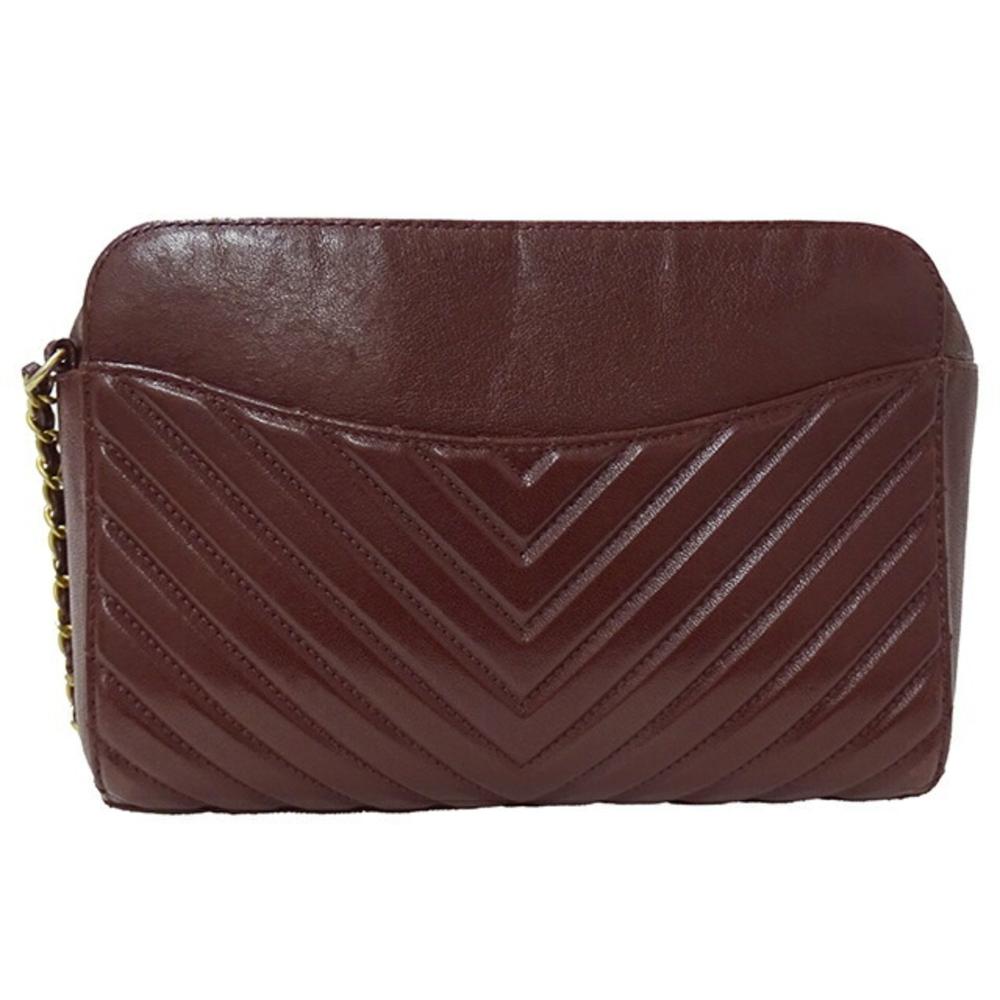 Burgundy Leather Chanel Shoulder Bag
