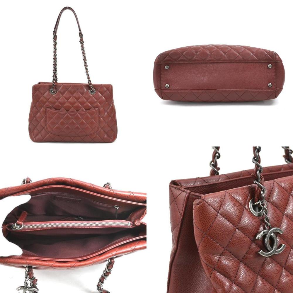 Burgundy Leather Chanel Tote